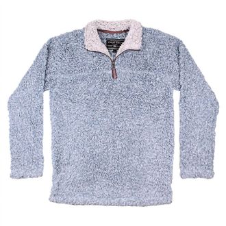 True Grit Mens Softest Tip Shearling 1/4 Zip Pullover In Chambray
