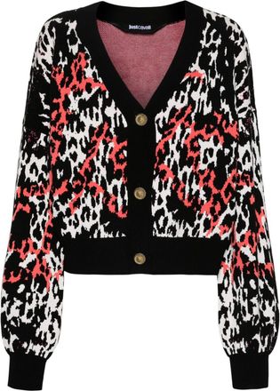 Just Cavalli leopard cropped cardigan - women - Viscose/Polyester - S - Black