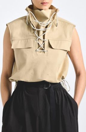Derek Lam Solara Stretch Sleeveless Anorak Top in Safari at Nordstrom, Size X-Small