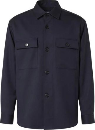 HUGO BOSS Carper Shirt Jacket - Heren - Zomerjassen - Blauw - S - Katoen - Jassen