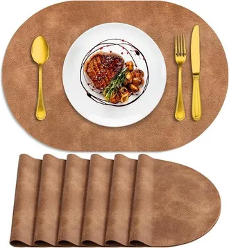 OEM Tovagliette Ovali Resistenti Al Calore, Set Di 6 Tovagliette Lavabili (45 X 30 Cm), Tovagliette In Pu Idrorepellenti E Rimovibili Per Cucina E Sala Da