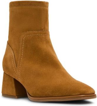Blondo Marina Waterproof Stretch Suede Block Heel Bootie in Camel Suede at Nordstrom, Size 7.5