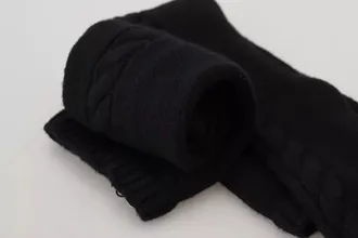 Dolce & Gabbana Black Wool Knit Calf Long Women Accessory Womens Socks (Pre-Owned)