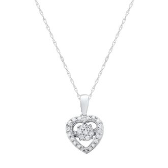 MAX + STONE 925 Sterling Silver Natural Diamond Womens Heart Pendent Necklace 1/7 Carat