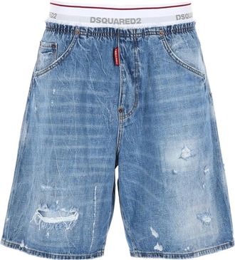 Dsquared2 Surfer Light Blue Distressed Shorts