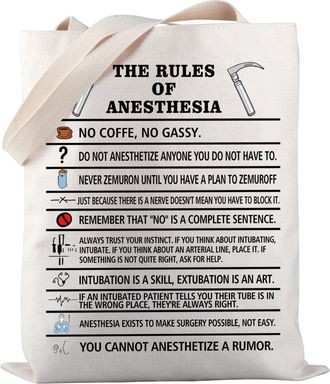Generic Anesthesia Rules Tote Bag Anesthesia Technician Merchandise Nurse Anesthetist Gift Anesthesia appreciate Gift (Anesthesia Rules-tb)