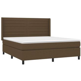 vidaXL Vidaxl - Cama Box Spring Con Colch&oacute;n Tela Marr&oacute;n Oscuro 160x200 Cm
