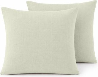 Febronie Funda de almohada (x2) lino verde almendra 65x65