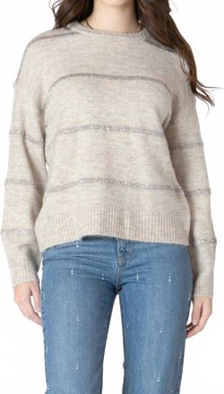 Dex Clothing Sequin Stripe Sweater In Light Oat