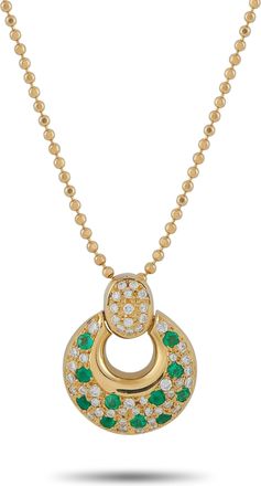 Luxury Bazaar 18K Yellow Gold 1.15ct Diamond and Emerald Necklace MF11-100826