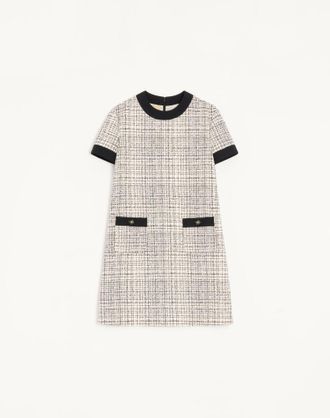 Valentino Short Dress In Square Tweed Wo