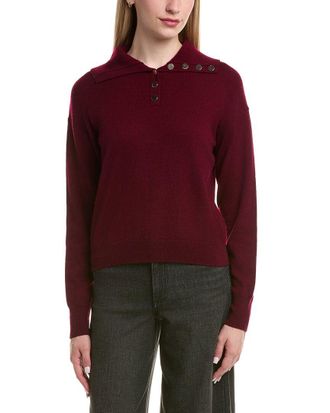 Bruno Magli Half Button Placket Wool & Cashmere-Blend Pullover