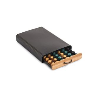 MSV Caj&oacute;n De Almacenamiento Para C&aacute;psulas Nespresso Dise&ntilde;o Industrial Bamb&uacute; Y Acero Elie Negro Mate Msv
