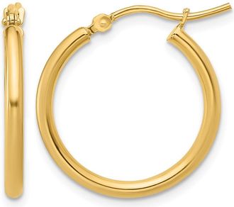Diamond2Deal 14K Yellow Gold 2x20mm Round Shape Hoop Earrings