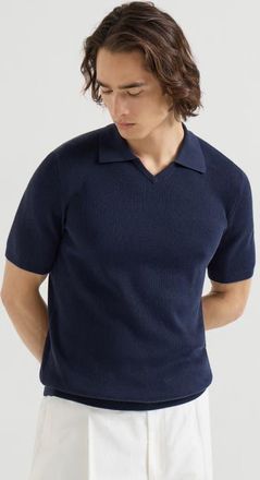 Brunello Cucinelli Cotton English rib knit polo in Navy Blue at Nordstrom, Size 46 It
