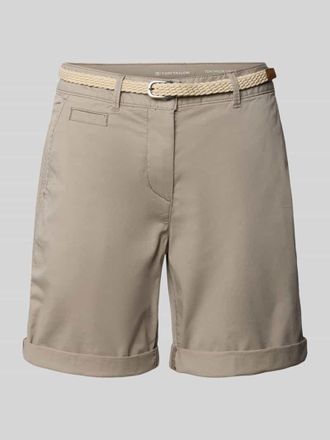 Tom Tailor Regular Fit Bermuda mit G&uuml;rtel in Taupe, Gr&ouml;&szlig;e 34