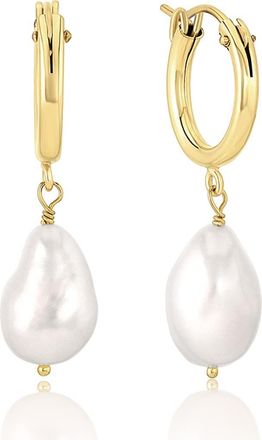 Set & Stones Adelle Pearl Hoop Earrings in Gold /White at Nordstrom