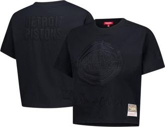 Mitchell & Ness Womens Mitchell & Ness Black Detroit Pistons Phantom Cropped T-Shirt at Nordstrom, Size X-Large