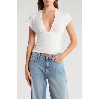 PacSun Harley Deep V Cinched Top in White at Nordstrom, Size Xx-Small
