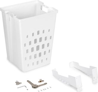 Emuca Cesto De Lavander&iacute;a Con Sistema De Puerta Abatible Laundry, M&oacute;dulo 450mm, Pl&aacute;stico Y Acero, Blanco - Emuca