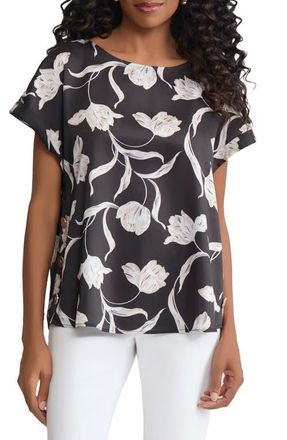Jones New York Floral Side Button Top in Jones Black Multi at Nordstrom, Size Large