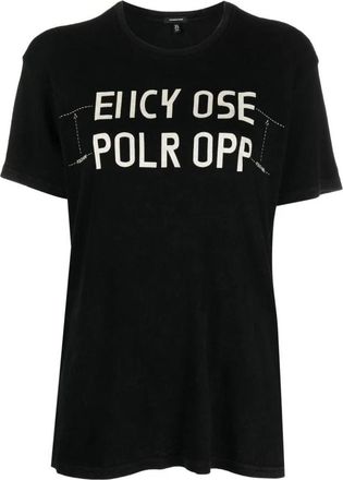 R13 Casual T-shirt met korte mouwen - Dames - T-shirts - Zwart - XS - Katoen - Tops