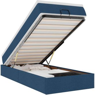vidaXL Estructura De Cama Otomana Con Colch&oacute;n Tela Azul 80x200cm Vidaxl