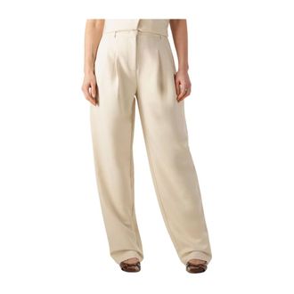 Co'Couture Broeken, Dames, Beige, S, Polyester, Vola Barrel Pleat Lange Broek