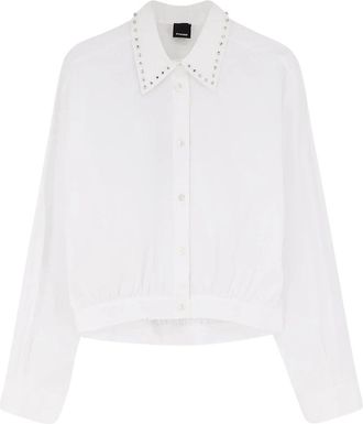 Pinko Shirt met puntkraag - Dames - Overhemden - Wit - L - Katoen - Overhemden