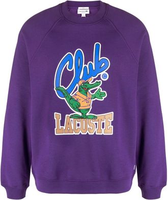 Lacoste graphic-print jersey sweatshirt - unisex - Cotton/Elastane/Cotton/Polyester - S - Purple
