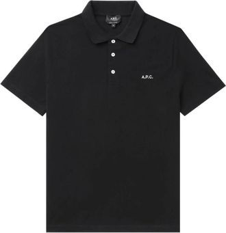 A.P.C. Zwart poloshirt met geborduurd logo - Heren - Polos - Zwart - XS - Katoen - Tops