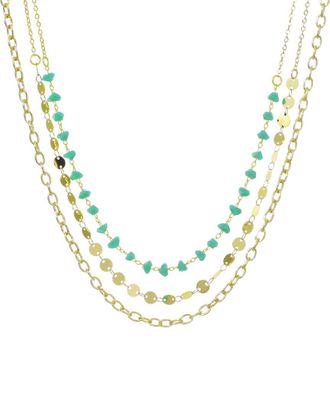 Adornia Adornia 14K Plated 3-Layer Toggle, Confetti, & Turquoise Necklace