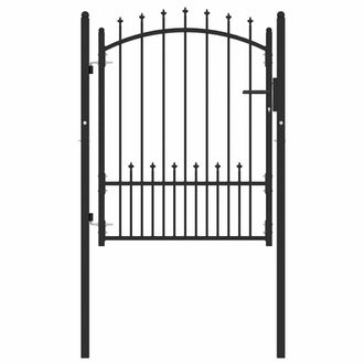 vidaXL Puerta De Cerca Con Picos Con Cerradura Negro 100 X 125 Cm Vidaxl