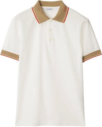 Burberry Polo in cotone con ricamo logo - Bianco