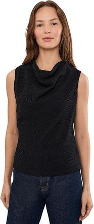 Vince Shadow Grid Cowl Neck Top Womens Clothing Black : XS, Nylon/Spandex