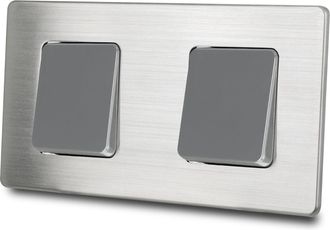 OEM Interruptor De Luz De Doble Cruz, Acero Cepillado Gris