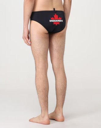 Dsquared2 Mens Maple Leaf Logo Swim Briefs Black Clothing > Beachwear