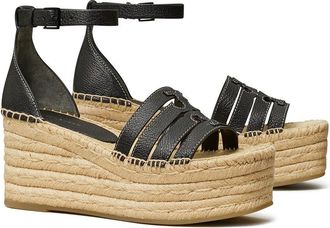 Tory Burch Ines Cage Leather Wedge Espadrille
