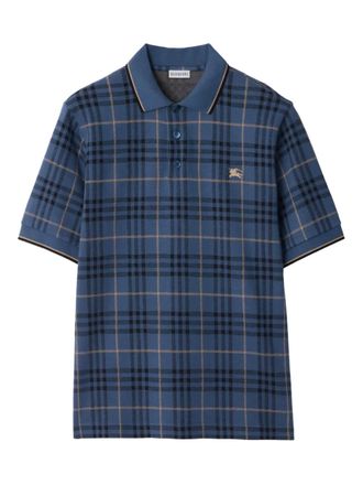 Burberry checked cotton polo shirt - men - Cotton - S - Blue