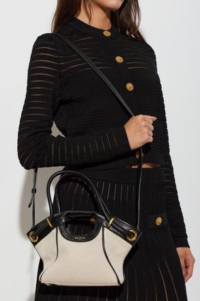 Balmain Bag With Printed Logo, Womens, Beige