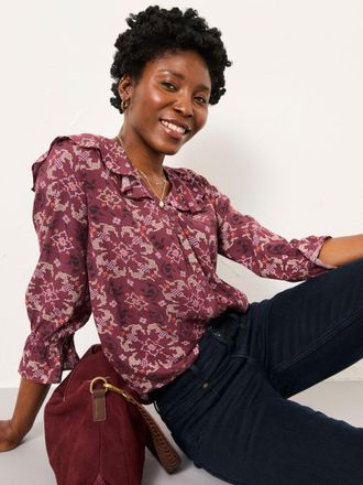 Fat Face FatFace Etta Dusky Purple Stitch Blouse