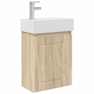 vidaXL M&oacute;dulo De Ba&ntilde;o Con Grifer&iacute;a Roble Sonoma 45,5 X 22,5 X 84 Cm Vidaxl