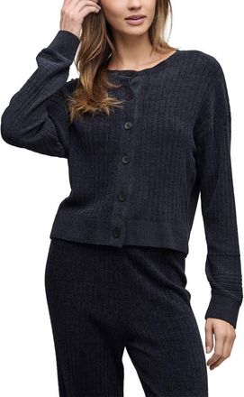 Barefoot Dreams CozyChic Ultra Lite Textured Ribbed Cardigan in Black at Nordstrom, Size X-Small