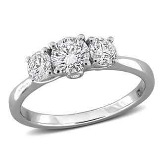Mimi & Max Created Forever 1ct TW Lab-Grown Diamond 3-Stone Engagement Ring Sterling Silver