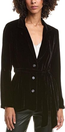 Bella Dahl Velvet Silk-Blend Belted Blazer
