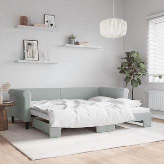 vidaXL Sof&aacute; Cama Nido Terciopelo Gris Claro 90x200 Cm Vidaxl