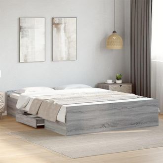 Berkfield Home Bed Frame with Drawers without Mattress Grey Sonoma 140x200 cm