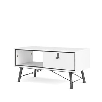 ebuy24 Mesa de centro rye 1 caj&oacute;n blanco mate