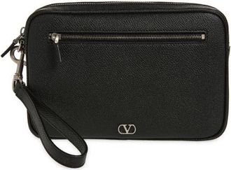 Valentino Signature VLOGO Zip Pouch in Black at Nordstrom
