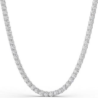 Diamond2Deal 14K White Gold 7 Ct Lab Grown Diamond Light Weight Straight Line Tennis Necklace (4Prong) (E-F, VS1-VS2)
